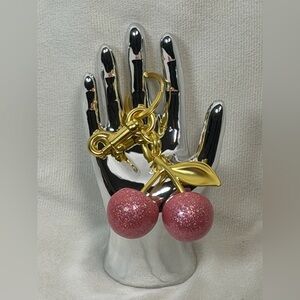 Stunning Pink & Gold Cherry Keychain/Bag Charm